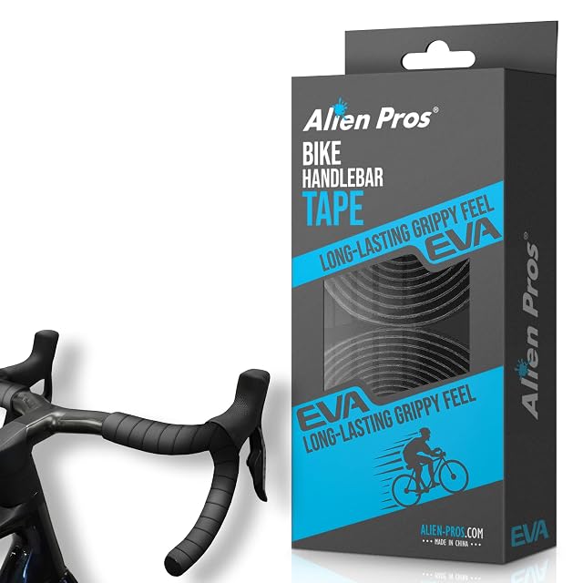 ALIEN PROS black EVA bicycle handlebar tape, two rolls