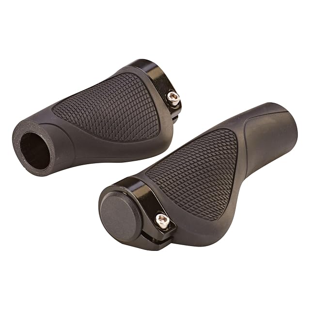 Prophete ergonomic bicycle grips in black, showing the alloy clamp
