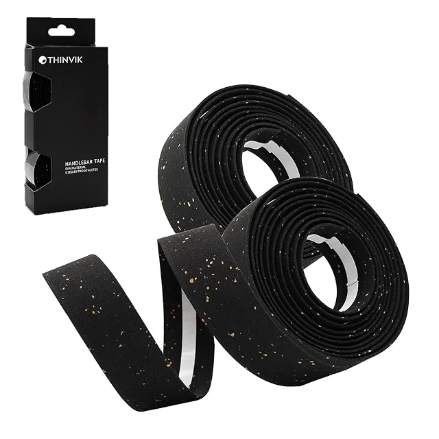 Thinvik black cork bicycle handlebar tape, two rolls