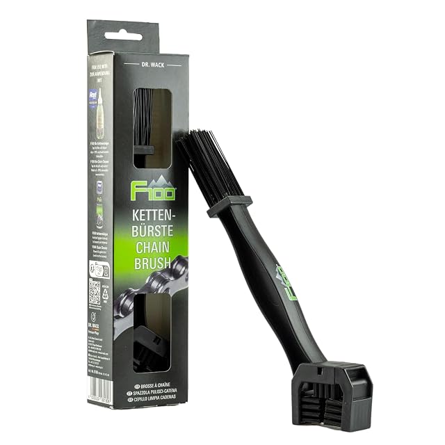 Dr. Wack F100 bicycle chain brush with its two brush heads