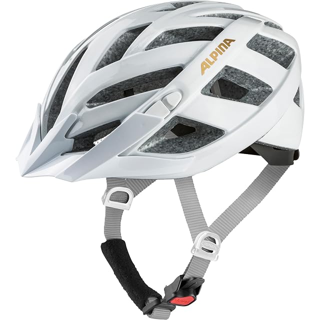ALPINA PANOMA Classic helmet in gloss white, side view showing the retention cradle