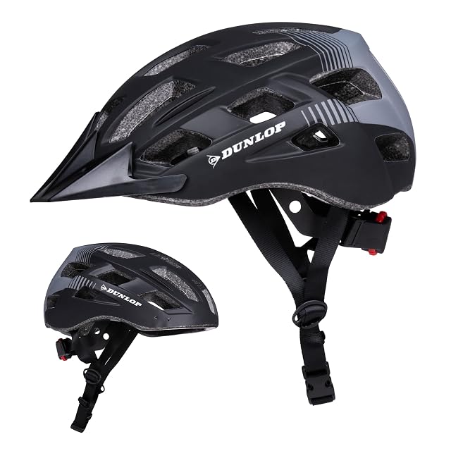 Dunlop adult bike helmet with removable visor and red adjustment dial
