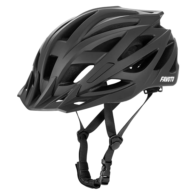 Favoto black adult bike helmet with detachable visor