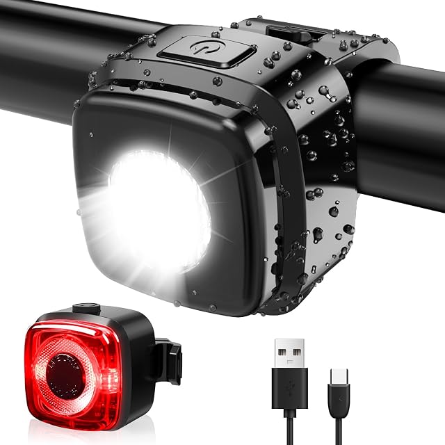 Antimi front and rear bicycle lights, compact bodies with USB-C ports
