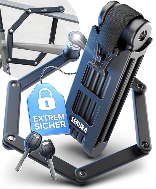 Büchel Sekura folding bike lock shown folded into its frame bracket