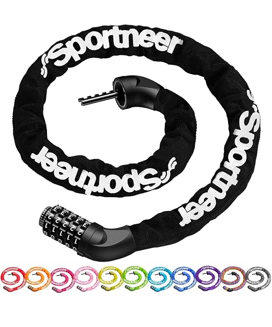 Sportneer five-digit combination bicycle chain lock