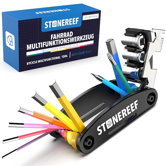 STONE REEF folding bicycle multi-tool opened to show its bits