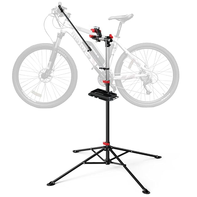 VOUNOT repair stand with magnetic tool tray and telescopic handlebar arm