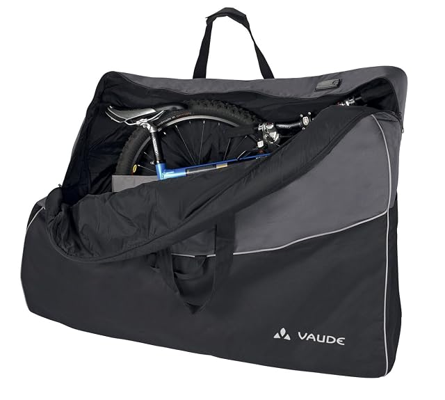 VAUDE Big Bike Bag in black, laid flat and open