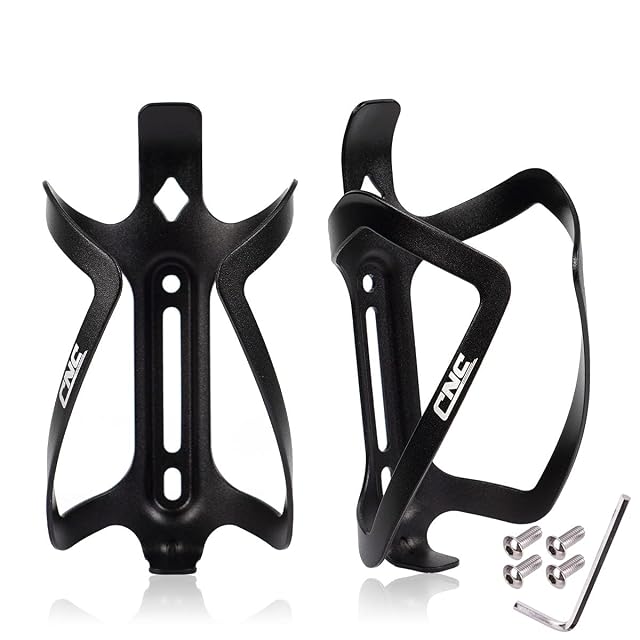 CNC black 6061 aluminum bicycle bottle cages, pair