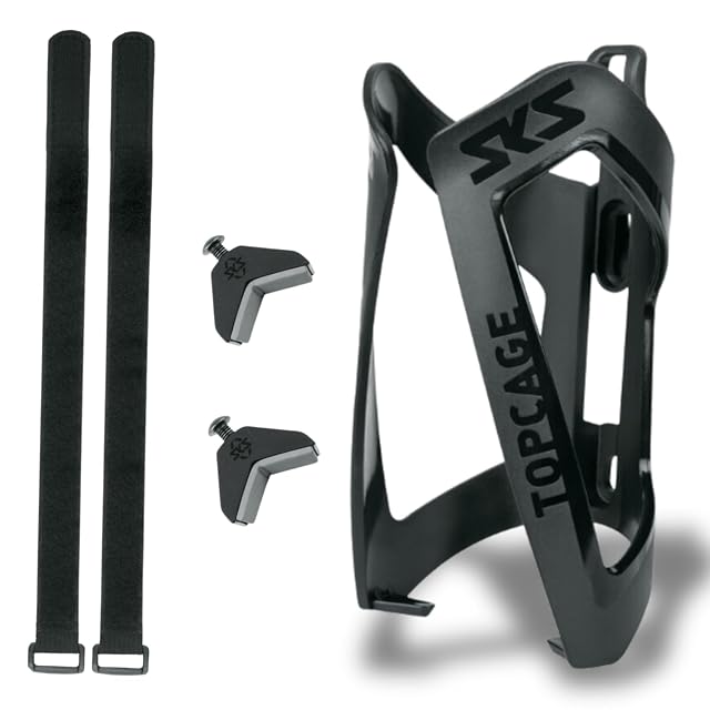 SKS Anywhere Topcage bottle cage with its mounting straps