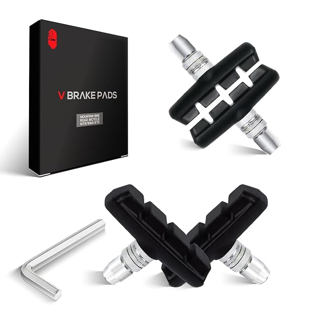 CNC V-brake pads in 55 mm and 70 mm with hex nuts and shims