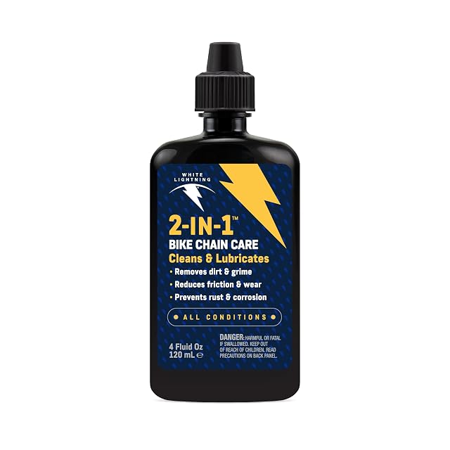 White Lightning 2-in-1 bike lubricant and degreaser bottle