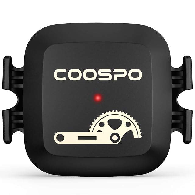 CooSpo BK467 cycling sensor pod shown next to its mounting band