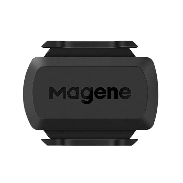 Magene S3+ cycling sensor, a small pod with its elastic mounting band