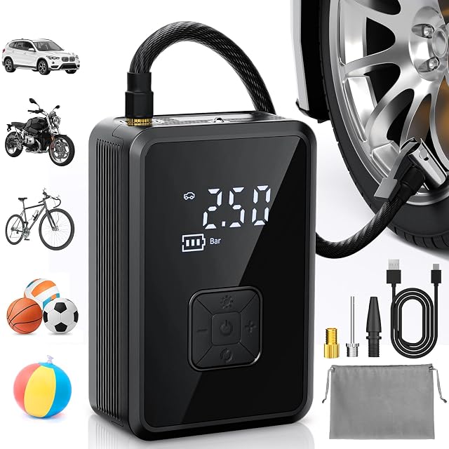 Oasser cordless tire inflator with its digital pressure display