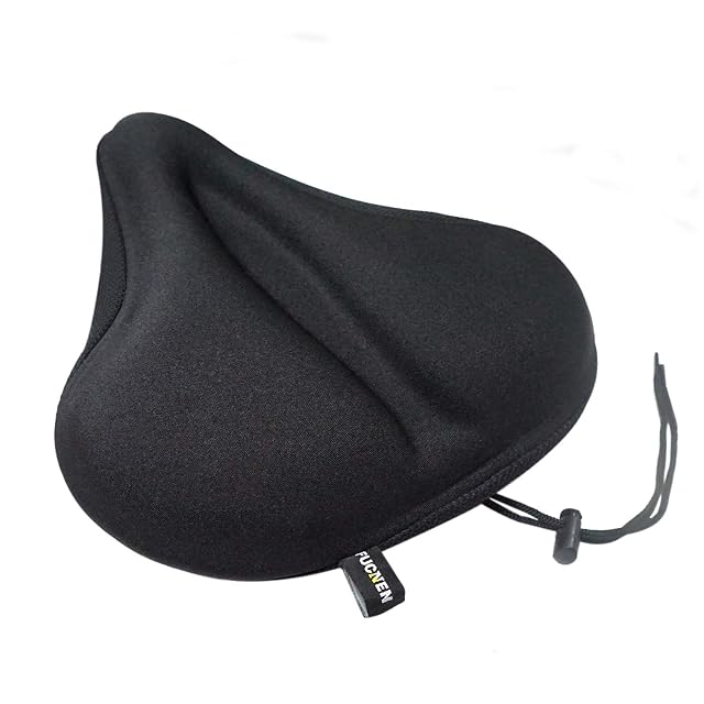 FUCNEN wide gel saddle cover fitted on a wide bicycle saddle
