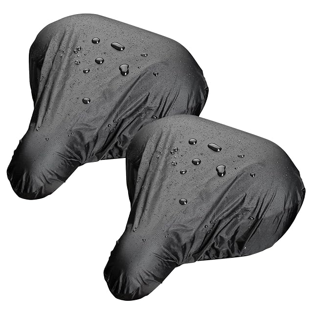Kasanni waterproof saddle cover fitted over a bicycle saddle
