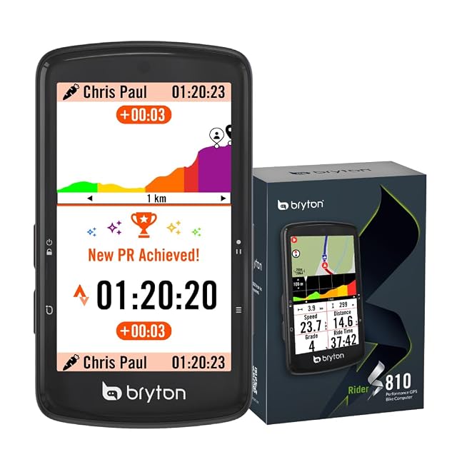 Bryton Rider S810 bike computer with a large 3.5-inch color touchscreen