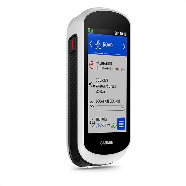 Garmin Edge Explore 2 bike computer displaying a route on its 3-inch touchscreen