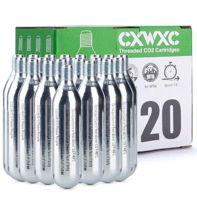 CXWXC pack of twenty CO2 cartridges with a two-in-one inflator head