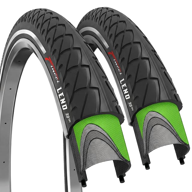 Fincci 26x1.95 semi-slick city bike tires with reflective sidewalls