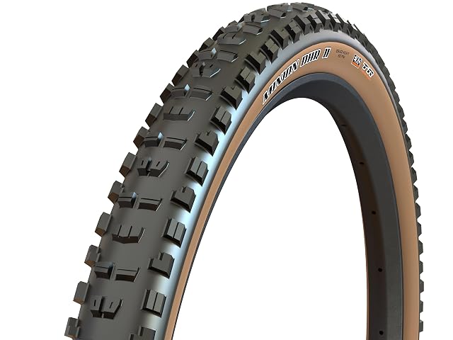 Maxxis Minion DHR II mountain bike tire with tan sidewall