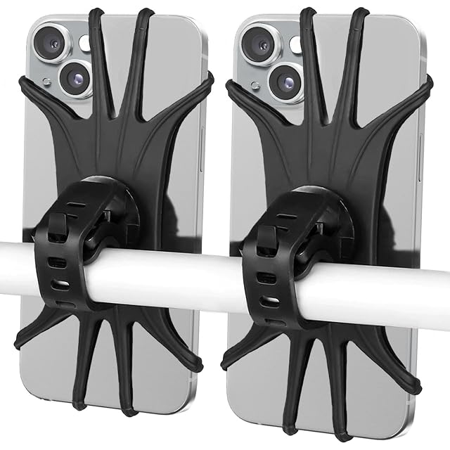 VOVIGGOL silicone bike handlebar phone mounts, two pack