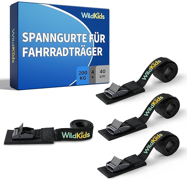 WildKids padded bike rack straps in a set of four