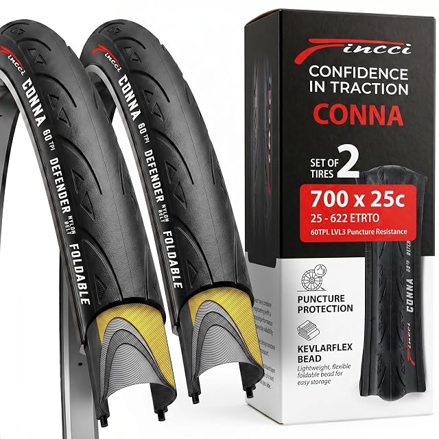 Fincci 700x25c slick folding road bike tire