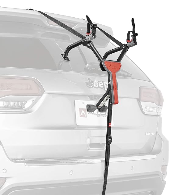 Allen Sports MT1-B folding boot bike rack shown folded beside its carry bag