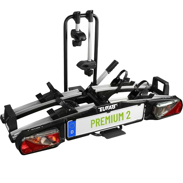 EUFAB PREMIUM 2 towbar bike rack with two bikes mounted
